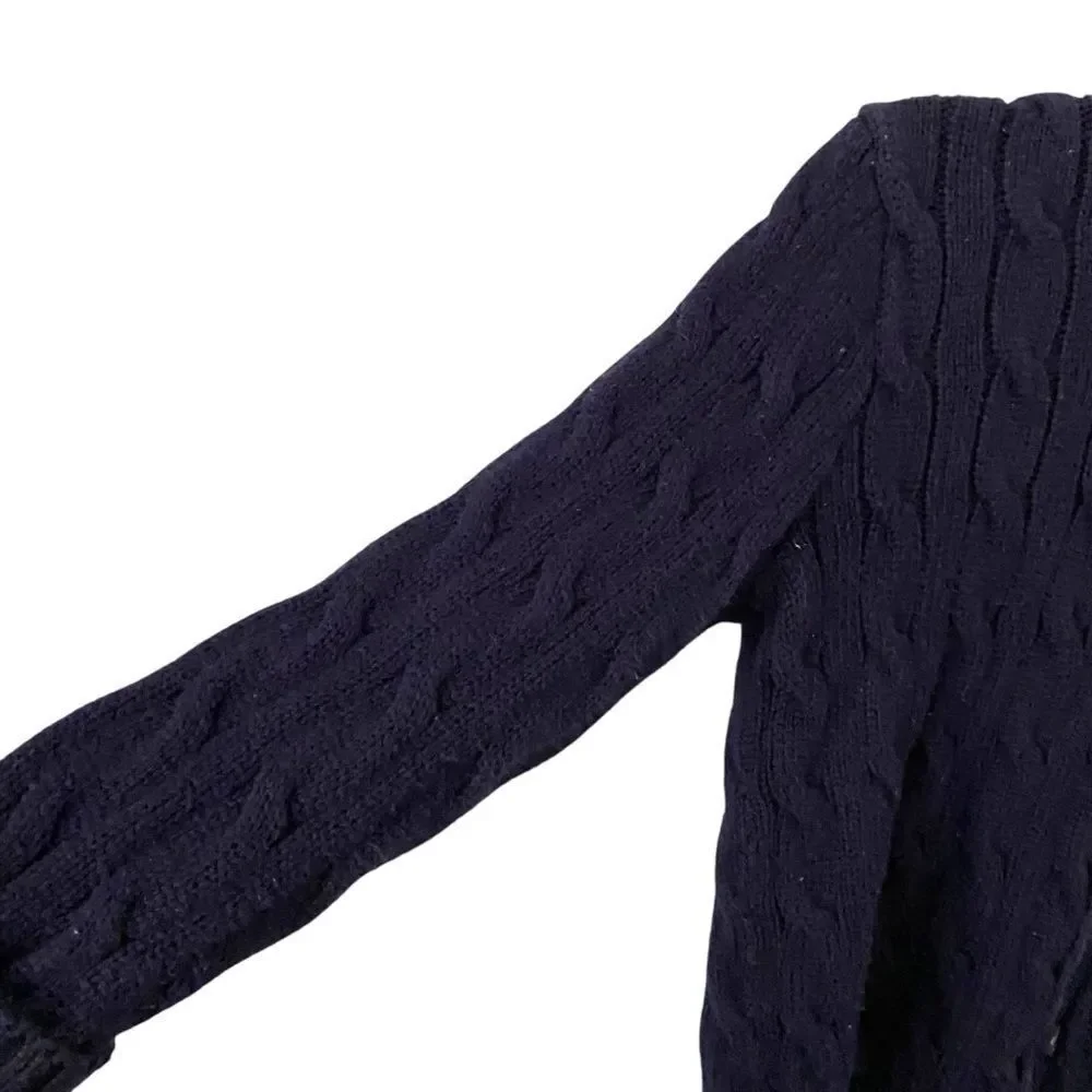 Ralph Lauren Dark Blue Knit Cotton V-Neck Cardigan Sweater in Size 24M